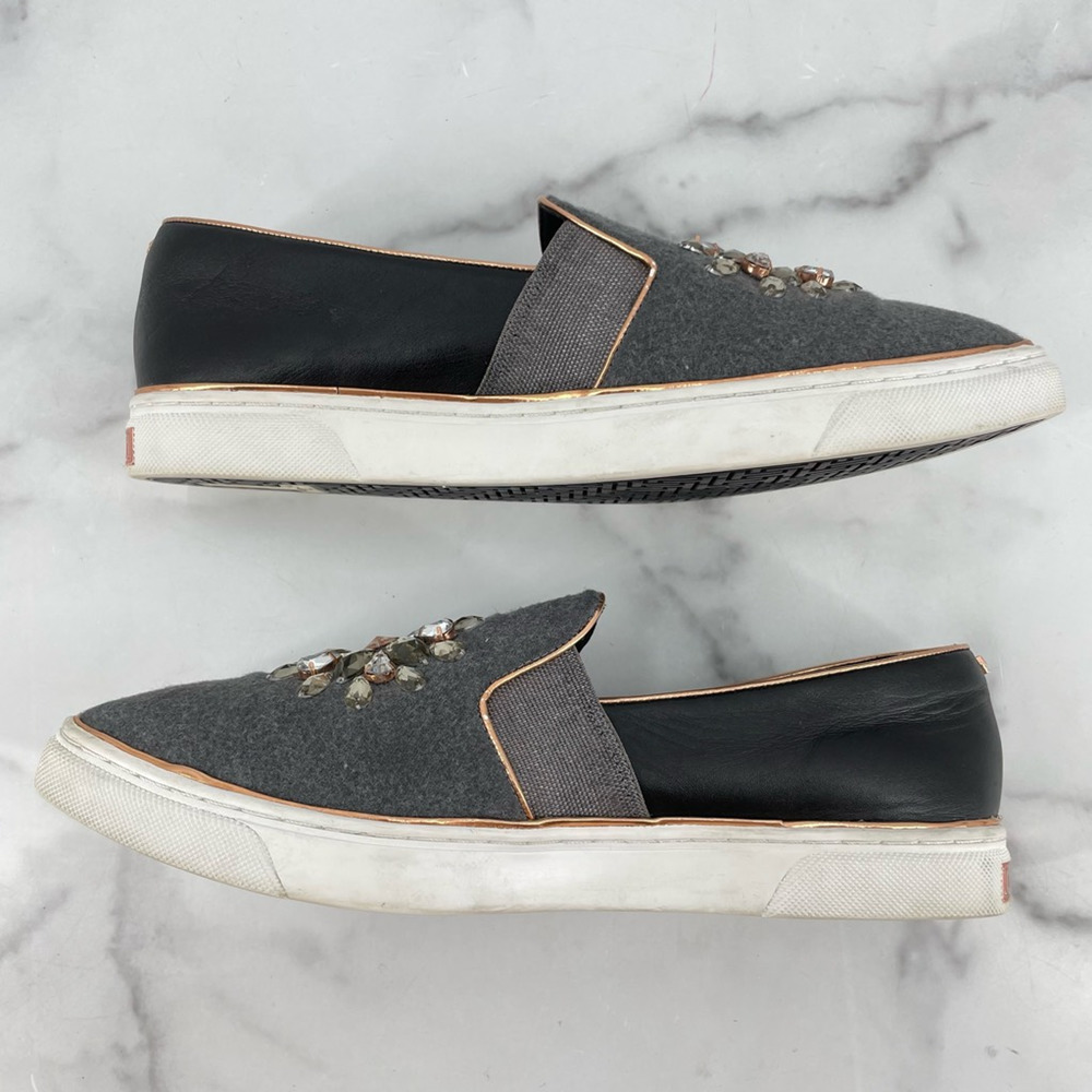 Ted Baker Womens Loafer Flat Shoes Gray White Rhinestone Pointed Toe 7.5 EUR 38 - Picture 6 of 12
